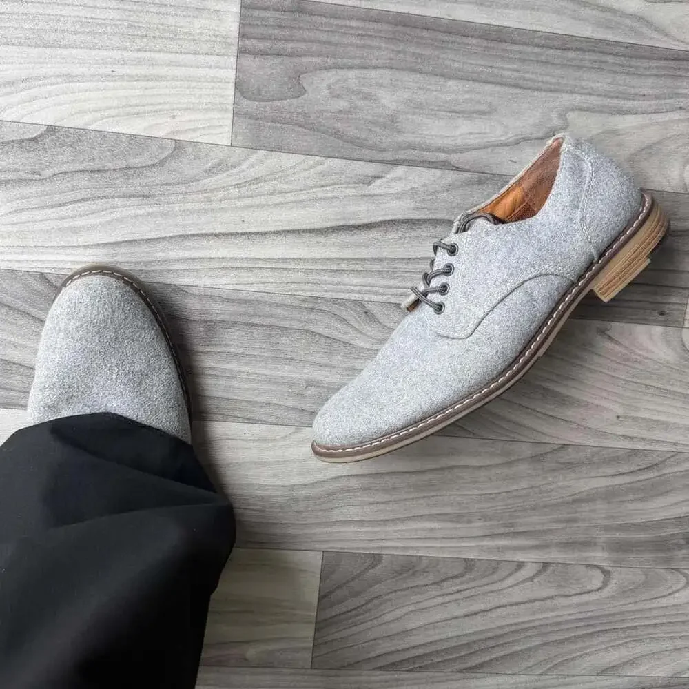 J.F. Sago Vintage Grey Textile Derby Dress Shoes